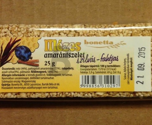 Bonetta mézes amarántszelet szilva-fahéj (25 g) ML038185-29-8