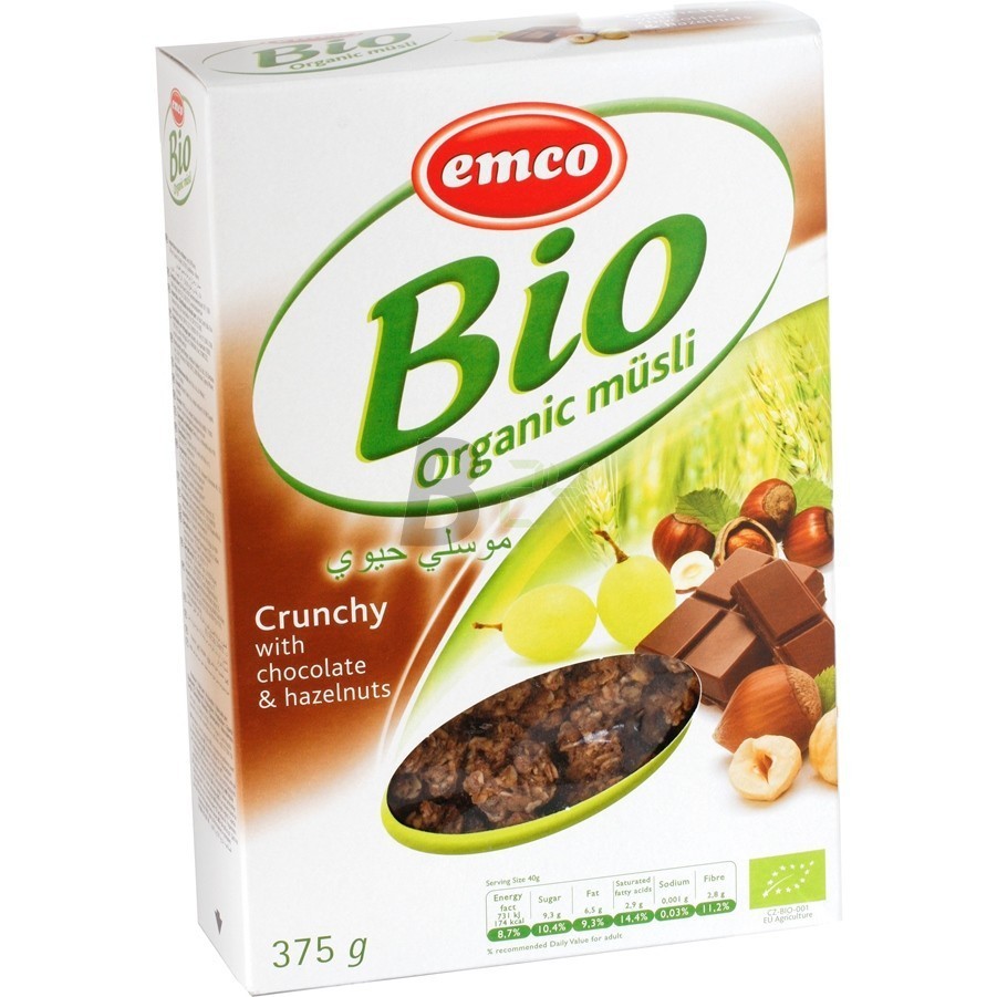 Emco bio müzli csokoládé-mogyoró (375 g) ML075330-18-1